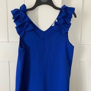 Blue tank with ruffles